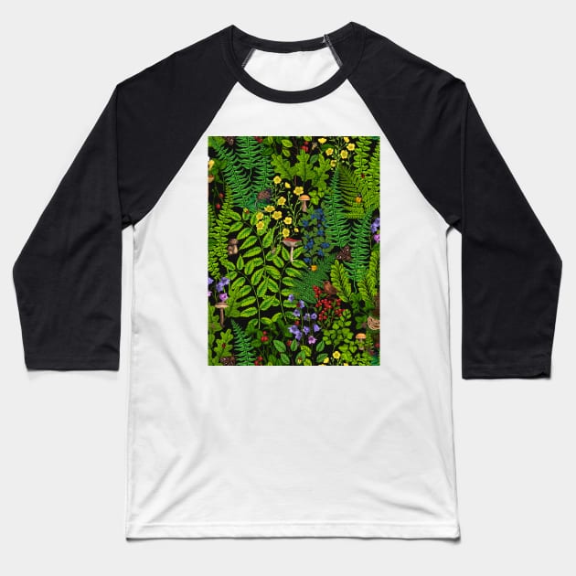 Forest fauna and flora Baseball T-Shirt by katerinamk